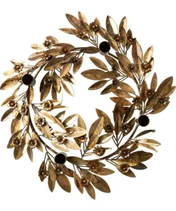 Antique Gold Wreath Candle Holder