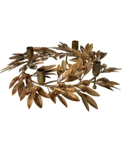 Antique Gold Wreath Candle Holder