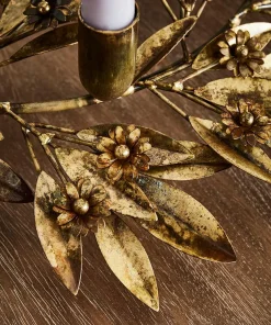 Antique Gold Wreath Candle Holder