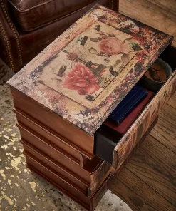 Antique Stacked Books Side Cabinet