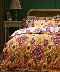 Aztec Cotton Slub Reversible Frill Duvet Set