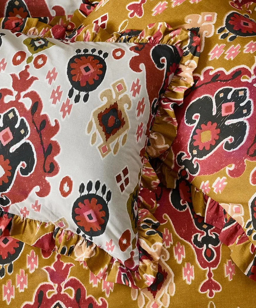 Aztec Cotton Slub Reversible Frill Duvet Set