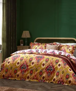 Aztec Cotton Slub Reversible Frill Duvet Set