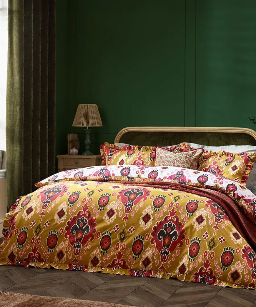 Aztec Cotton Slub Reversible Frill Duvet Set