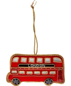 Beautifully Embroidered Bus Christmas Ornament