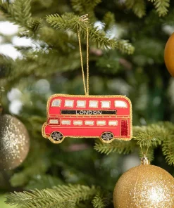 Beautifully Embroidered Bus Christmas Ornament