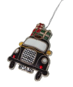 Beautifully Embroidered Taxi Christmas Ornament