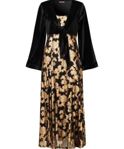 Belle Jaquard And Velvet Dress