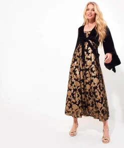 Belle Jaquard And Velvet Dress