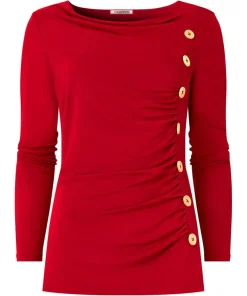 Betsey Button Detail Jersey Top
