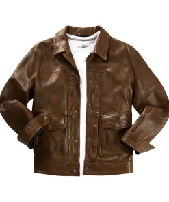 Brown Trucker Leather Jacket