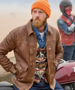 Brown Trucker Leather Jacket