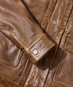 Brown Trucker Leather Jacket