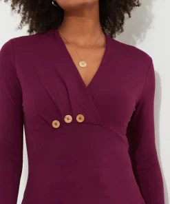 Button Detail Jersey Tunic Top
