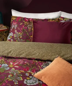 Cerise Savanna Leopard Florals Cotton Slub Reversible Duvet Set