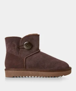 Cosy Button Trim Suede Boots