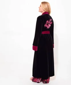 Daring Dragon Embroidered Velour Dressing Gown