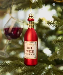 Feeling Merry Wine Bottle And Glass Christmas Ornaments