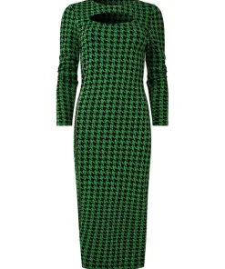 Greta Zip Through Stretch Jacquard Dress