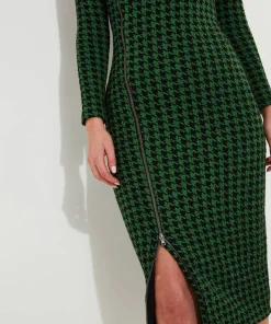 Greta Zip Through Stretch Jacquard Dress