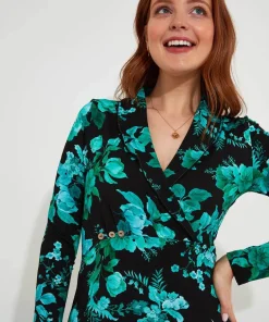 Hallie Jersey Print Wrap Top