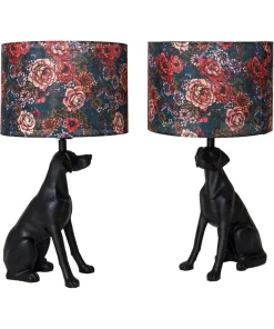 Highland Botanicals Set Of 2 Dog Lamps