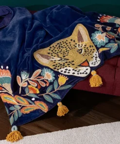 Lavish Leopard Embroidered Throw