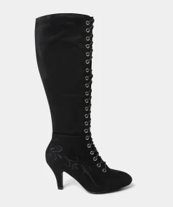 Layla Lace Up Embroidered Boots