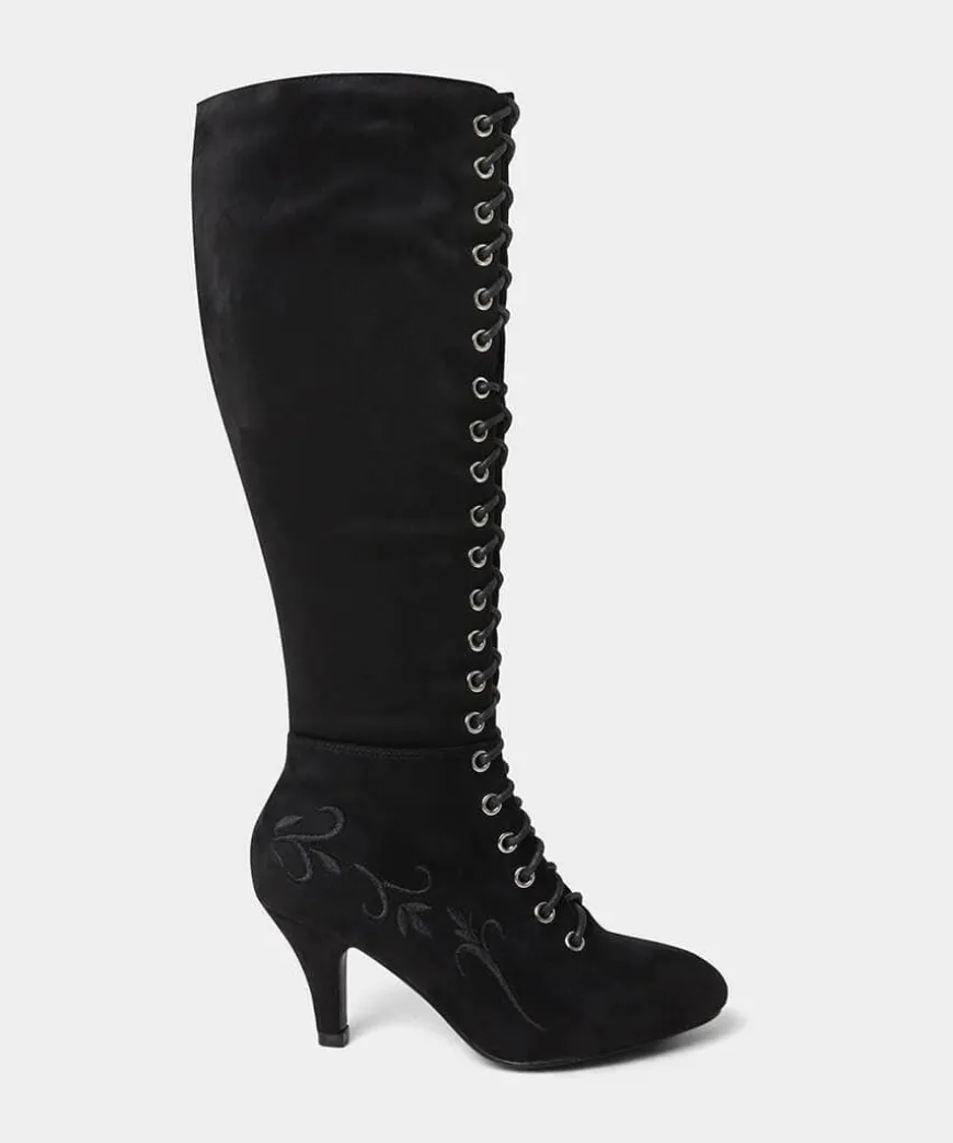 Layla Lace Up Embroidered Boots