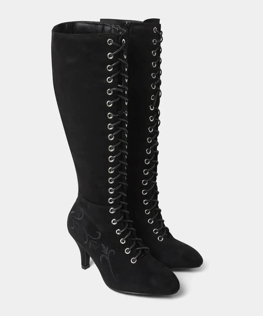 Layla Lace Up Embroidered Boots