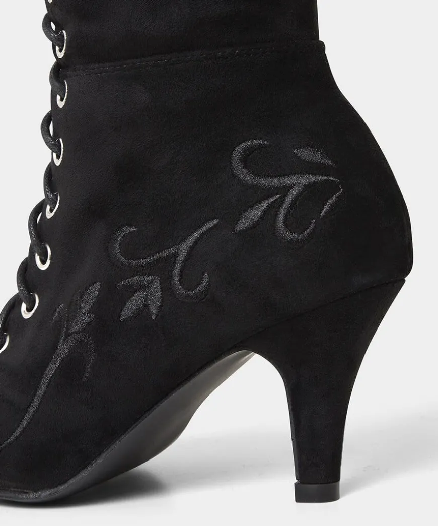 Layla Lace Up Embroidered Boots