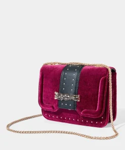 Leopard Trim Deco Velvet Bag