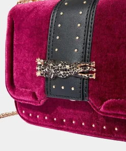 Leopard Trim Deco Velvet Bag