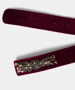 Leopard Trim Deco Velvet Belt