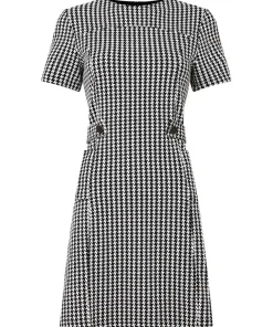Lulu Dogstooth Stretch Jacquard Dress