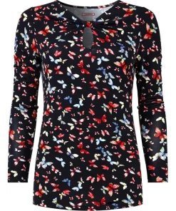 Make A Statement Keyhole Jersey Print Top