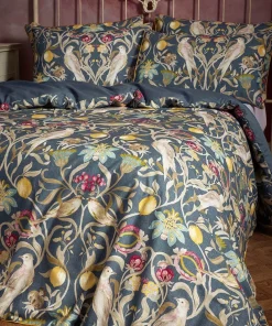 Navy Song Bird 100% Cotton Sateen Duvet Set