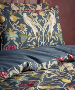Navy Song Bird 100% Cotton Sateen Duvet Set