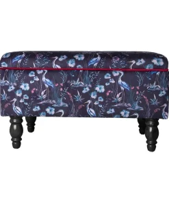 Nouveau Herons Velvet Storage Footstool