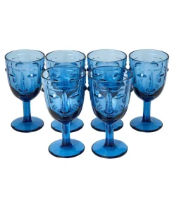 Set Of 6 Deco Face Wine Glasses