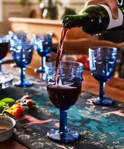 Set Of 6 Deco Face Wine Glasses