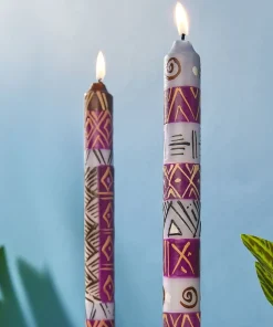 Set Of 2 Hand Painted Dinner Candles