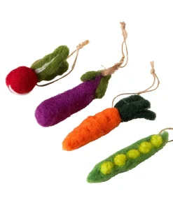 Set Of 4 Very Veggie Hanging Christmas Decorations
