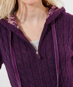 Sloe Joes Knitted Cable Zip Up Cardigan