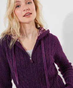 Sloe Joes Knitted Cable Zip Up Cardigan
