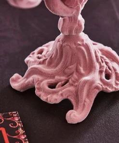 Soft Pink Flock Ornate Candle Holder