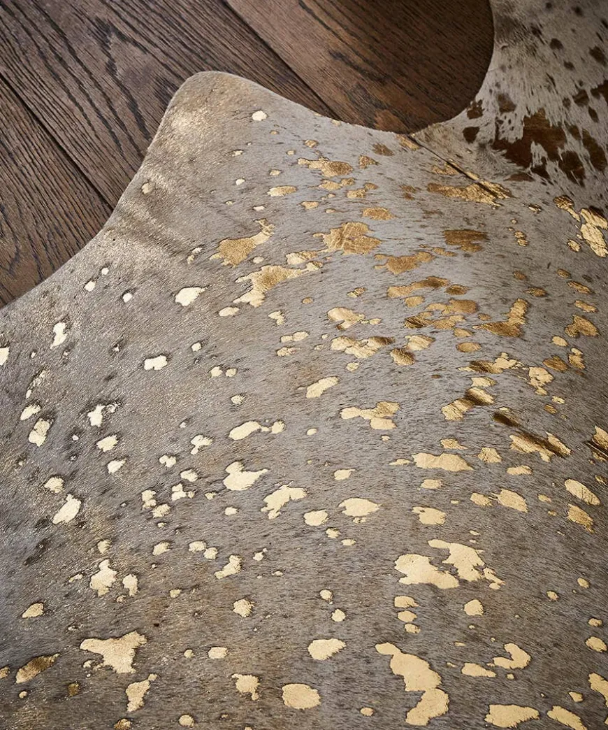 Spectacularly Speckled Gold Cowhide Rug